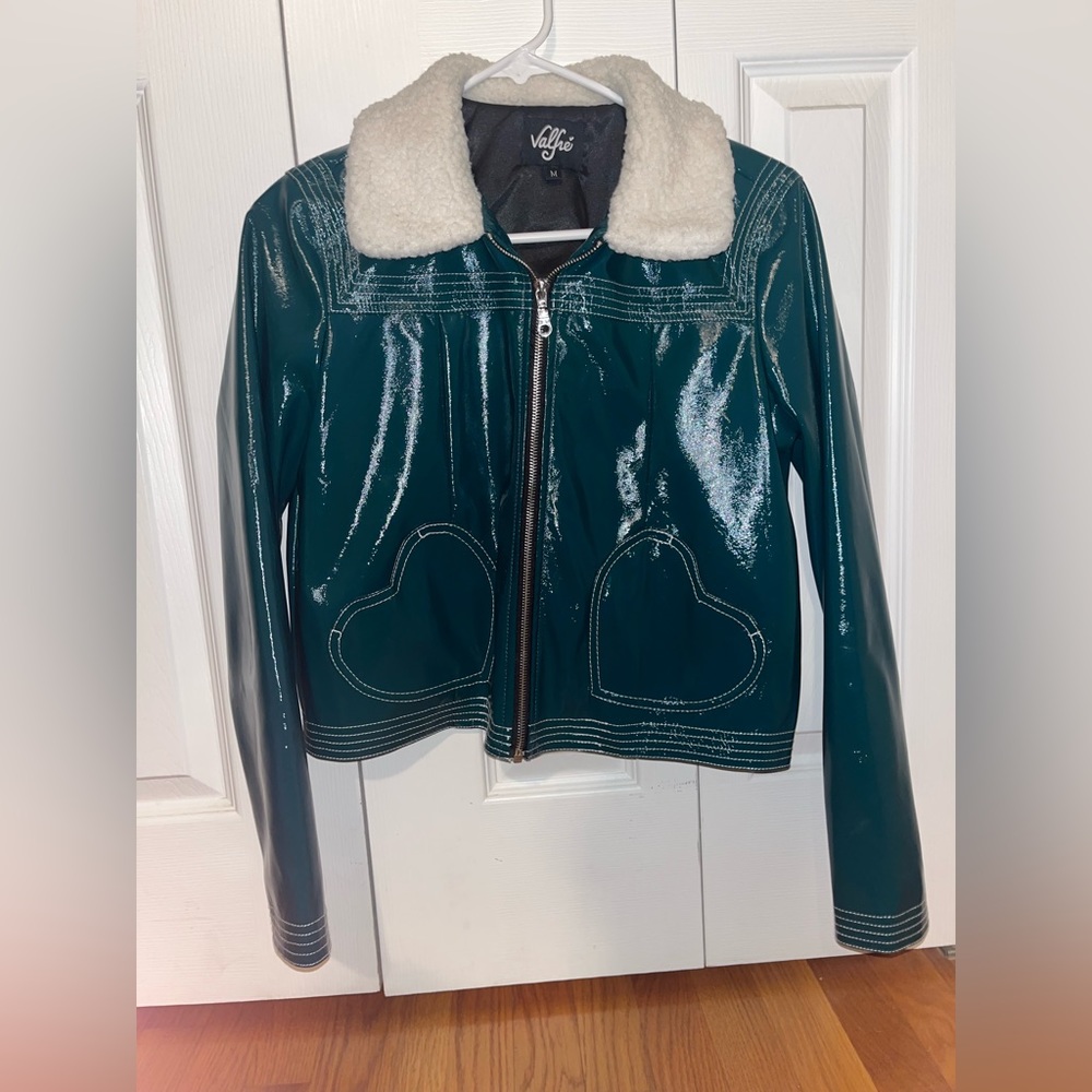 Valfre Emerald Aviator Jacket with a Sherpa Neck Trim